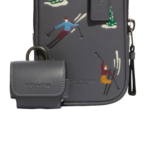 COACH CE659 Multifunction Phone Pack With Ski Slopes Print Leather Crossbody - Picture 9 of 9